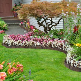 9.6ft L x 3.9in H Landscape Edging - 3 Packs Sturdy Anti-Corrosive Wood Garden Edging Border, Low-Profile Blends into Nature, for Yard Flower Bed Path Decorative Tree Fence