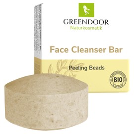 GREENDOOR Naturkosmetik Fester Gesichtsreiniger Peeling Beads 57g, Vegan, Seifenfrei, Hautmild, Natürlich
