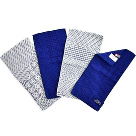 Imabari Towel SASHIKO2 Half Handkerchief, Set of 4, Mini Hand Towels, 4.9 x 9.8 inches (12.5 x 25 cm), No Bulk, Bi-Fold, Rectangular, Soft, 4-ply Gauze, 100% Cotton, Made in Japan, Absorbent, Fluffy, Business (Assorted, Half Handkerchiefs)