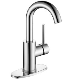 Chrome Bar Sink Faucet Single Hole, Jodulos Wet Bar Faucet with Deck Plate and Supply Lines, Stainless Steel Single Handle Bar Faucet for Bar Sink, Bathroom Sink and Mini Kitchen Sink JU1100-CP