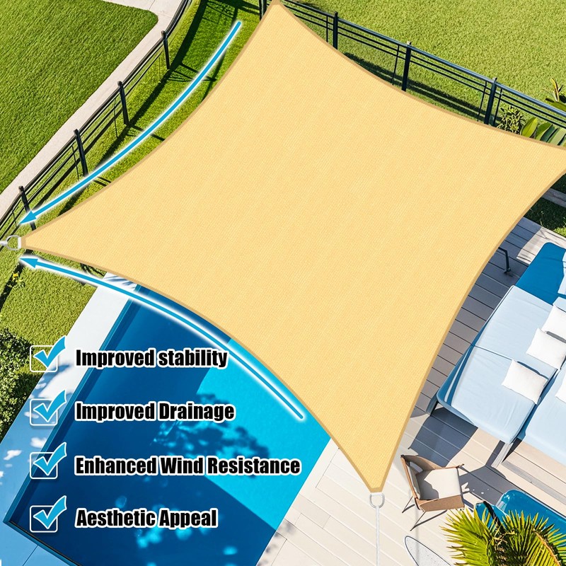 Amagenix Sun Shade Sail 16'X20' Curved Edge Outdoor Shade Canopy