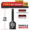 KIRXST T45 Profile Impact Star Socket Bit, 1/2" Torx Profile
