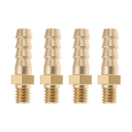 Briny River 4PCS Brass Barb Hose Tail Connectors M6 x 1.0 to 6mm HoseFor Marine Air Fuel Systems