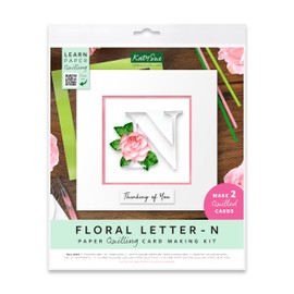 Katy Sue Floral Letter Paper Quilling Card Making Kit - Letter N. Kit Contains Quilling Templates, Coloured Strips, Mounts, Card Making Sentiments & Envelopes. Makes The Initial N