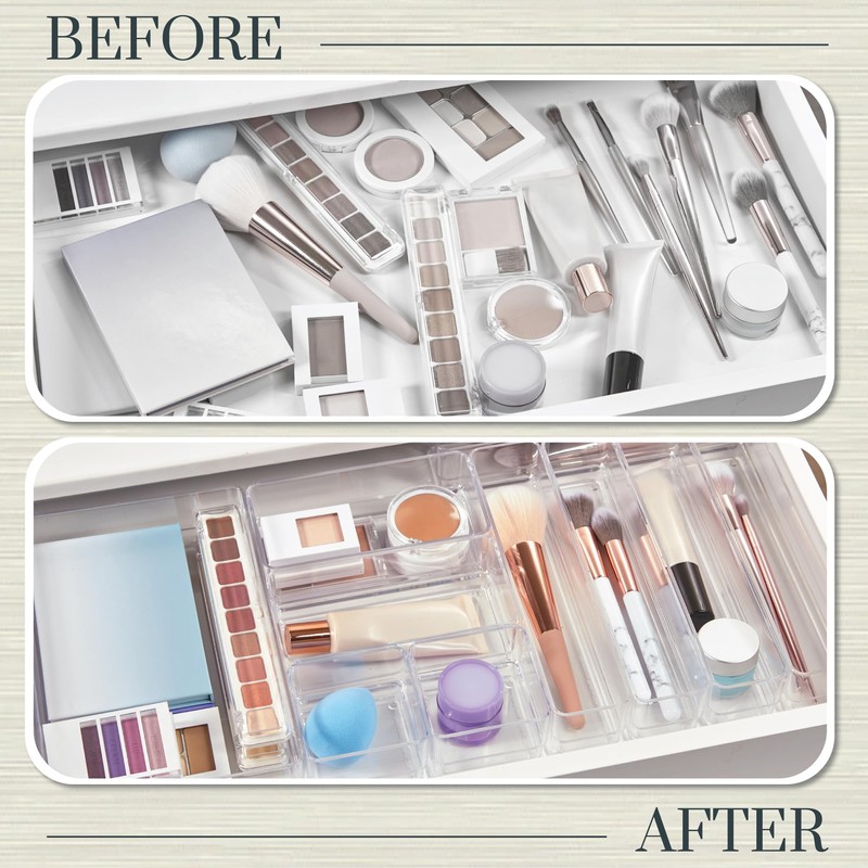 STORi SimpleSort 10-Piece Stackable Clear Drawer Organizer Set | Multi-size