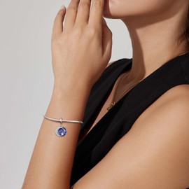 SEVENWELL - Abalorio de estrella y luna, compatible con la mayoría de pulseras, collares, colgantes de plata de ley para hija, hermana, mamá, esposa y nana, Plata de ley, Circonita cúbica sintética