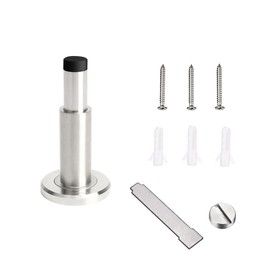 JZK 7CM-10.8CM Length Adjustable Wall Mounted Door Stop with Rubber Buffer, Stainless Steel Door Stopper for skirting Board, skirting Mounted Doorstop