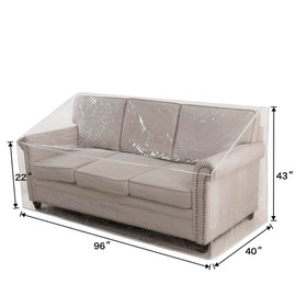 STONECREST Plastic Sofa Cover - Clear Vinyl Waterproof, Pet Scratching Furniture Protector, Heavy Duty Thickness Slipcover for Storage and Moving 96" W (1 Pack, Sofa XL)