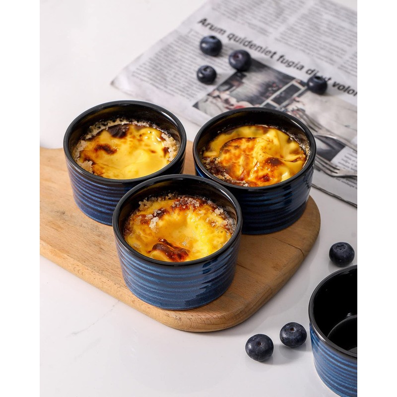 Hasense 6 oz Ramekins for Baking,Ceramic Souffle Dish Oven Safe