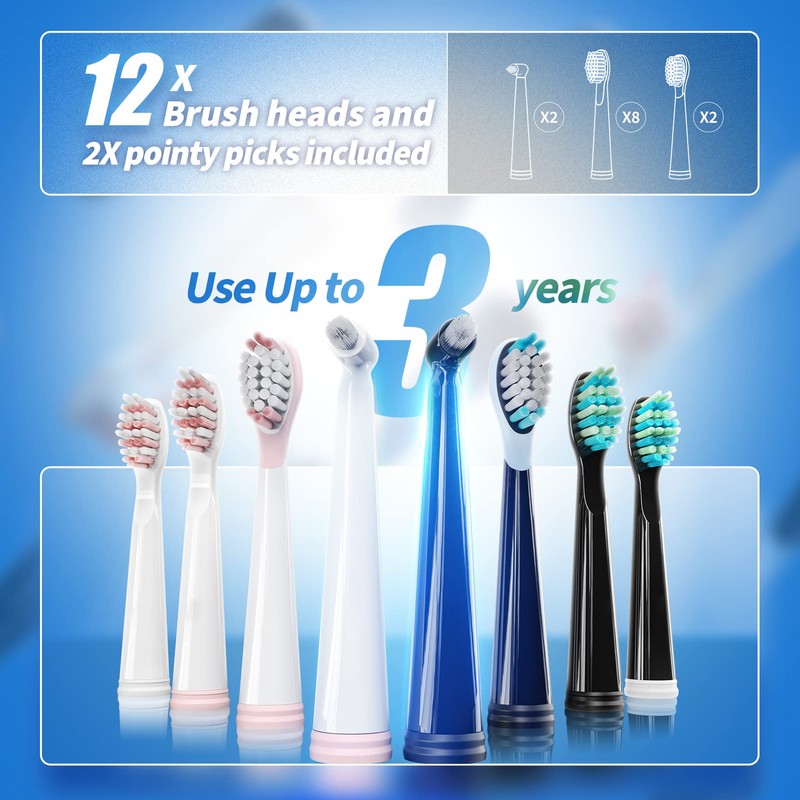 TEETHEORY 2 Pack Sonic Toothbrush, Electric Toothbrush Adults with 40000VPM