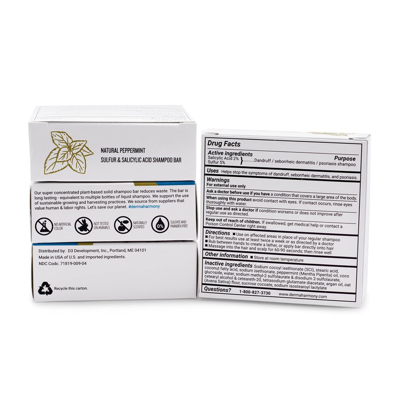 Dermaharmony 5% Sulfur 2% Salicylic Acid Shampoo Bar for Dandruff