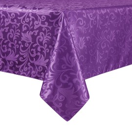 HommxJF Scroll Damask Jacquard Rectangle Purple Tablecloth 60"x102"，Wipeable Table Cover for Dining Table, Buffet Parties and Camping