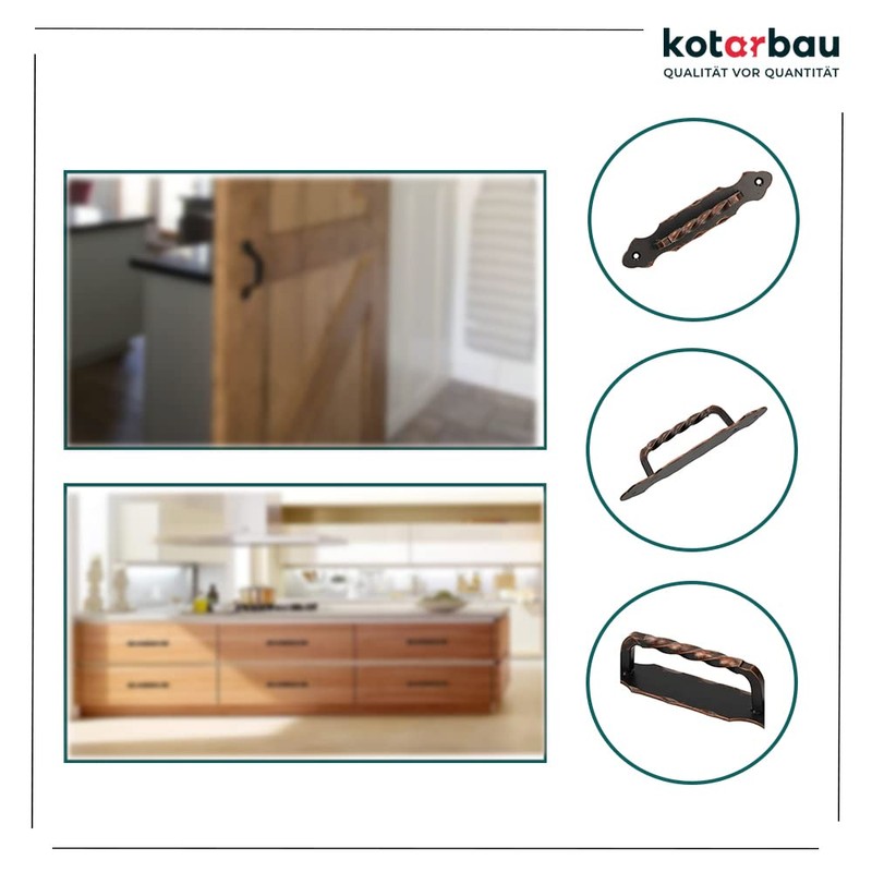 KOTARBAU® Door Handle 190 mm Wrought Iron Door Handle Black