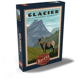 MyPuzzle Glacier National Park - Where The Bighorn Sheep Roam, Vintage Travel Poster - Premium 1000 Piece Puzzle - MyPuzzle Special Collection by Havana Puzzle Company