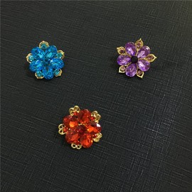 ZINSBEDI Fashion Lot 12pcs Rhinestone Crystal Flower Wedding Brooches Pins Set (cc)