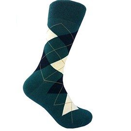 Men's Groomsmen Wedding|Party Events|Gala Collection Dark Teal/Very Dark Navy Blue(Almost Black)/Off White Argyle Dress socks