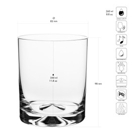 Krosno Whisky Glasses | Set of 6 | 11.8 oz | Mixology Collection | Drinking Glasses Cocktail Glasses | Home, Restaurants and Kitchen Set | Dishwasher Safe Glass Cup