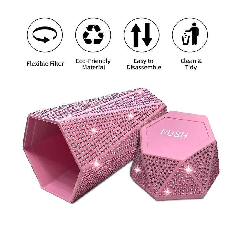 NBTEPEM Bling Car Trash Can with Lid, Bling Car Accessories