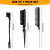 Soodyoow Pack of 3 Sleek Bun Brush, Black Sleek Braid