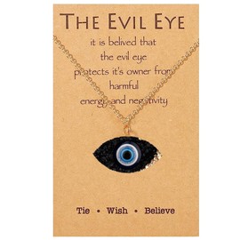 Evil Eye Pendant Necklace Amulet Ojo Turco Kabbalah Protection Adjustable Turkish Jewelry Women Men