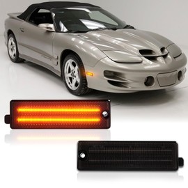 litzland LED Front Bumper Fender Side Marker Lights Compatible with Pontiac Firebird 1998 1999 2000 2001 2002 Smoked Lens Turn Signal Assembly 2 PCs OE 5977941 5977942 GM2550179 GM2551179