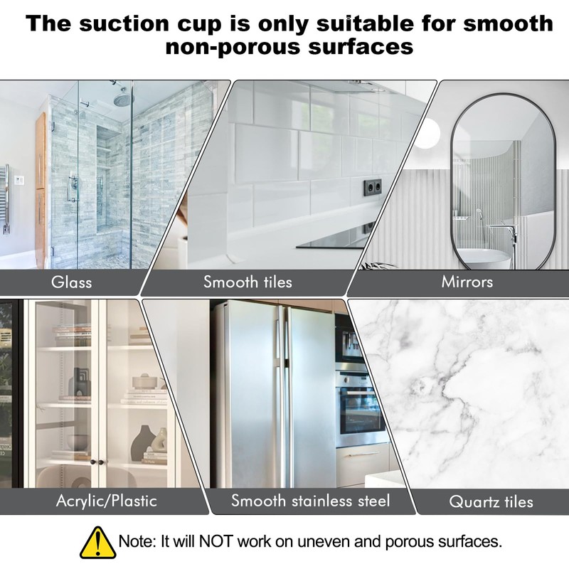 BIRDDIE Suction Cup Shower Towel Hooks, Wall Mount Robe Holder,