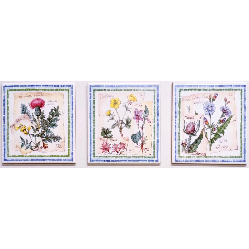 Wildflowers Garden Art Ceramic Tile 6" 15 cm Floral Decorative