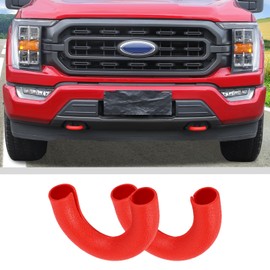 JWWY Front Bumper Tow Hook Covers Tow Trailer Hitch Receiver Cover Towing Hitch Rubber Sleeve Protector Cover Trim Fit for 2004-2024 Ford F150,2017-2021 Tundra,for 2021-2024 Bronco Accessories Red