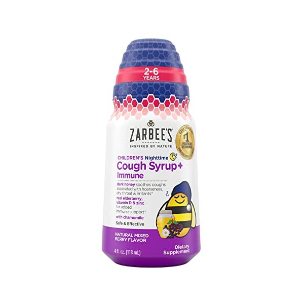Zarbee's Kids Cough + Immune Nighttime for Children 2-6 with