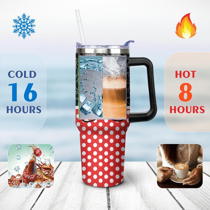 Sunmdecor 40 Oz Tumbler with Handle and Silicone Straws,Coffee Insulated