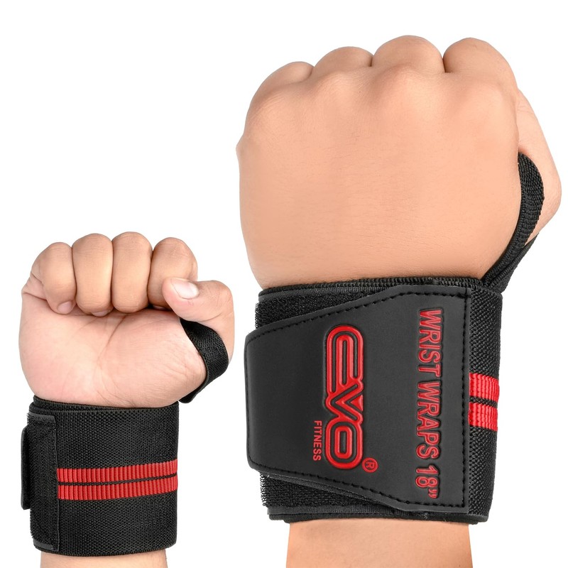 EVO Fitness Pair of 18” Deep Black Weight Lifting Wrist