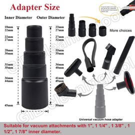10 Piezas de Accesorios Universales de Aspiradora para Accesorios de Shop Vac - Kit de Adaptador de Manguera de Aspiradora de 2 1/2" a 1 1/4" y 1 7/8" a 1", Accesorio de Cepillo de Aspiradora