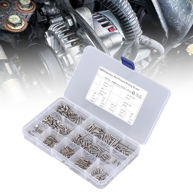 400Pcs Riveting Screw Kit Pull Electric Welding Stainless Steel Fastener