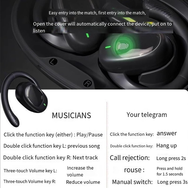 Fahgaer Air Conduction Earphone Hanging Ear Wireless Headset Bluetooth 5.3