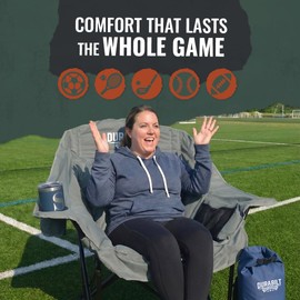 DuraBilt Oversized XL Heavy Duty Chair – Wide Folding Camp Chair for Adults, Portable for Sports, Baseball, Camping, Outdoor Adventures, 400lbs Support, Comfortable Padding & Head Rest, Cup Holder