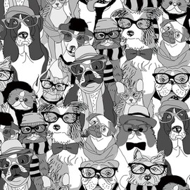 Livelynine Dog Wallpaper Stick and Peel Black White Vintage Animal Wallpaper Dogs and Cats Cute Puppy Dog Contact Paper Self Adhesive Mural Waterproof Wall Paper for Bathroom Bedroom Walls 17.5x78.8