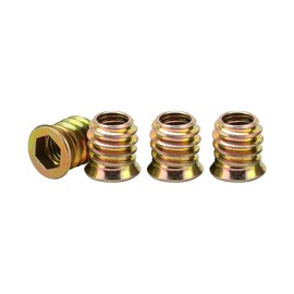 Drenky 40Pcs M4x10mm Zinc Plated Threaded Insert Nuts for Wood Furniture - Flanged Hex Socket Nut, Carbon Steel Threaded Inserts with Hex Drive Head for Wood Furniture