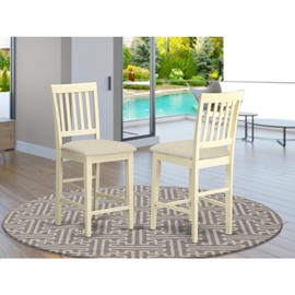 East West Furniture VNS-WHI-W Counter Bar Stool-Pub Height Wooden Chairs, Set of 2, Buttermilk & Cherry