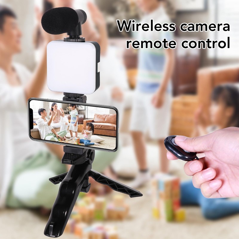 Smartphone Video Microphone Kit, LED Light Tripod Vlogging Kit with