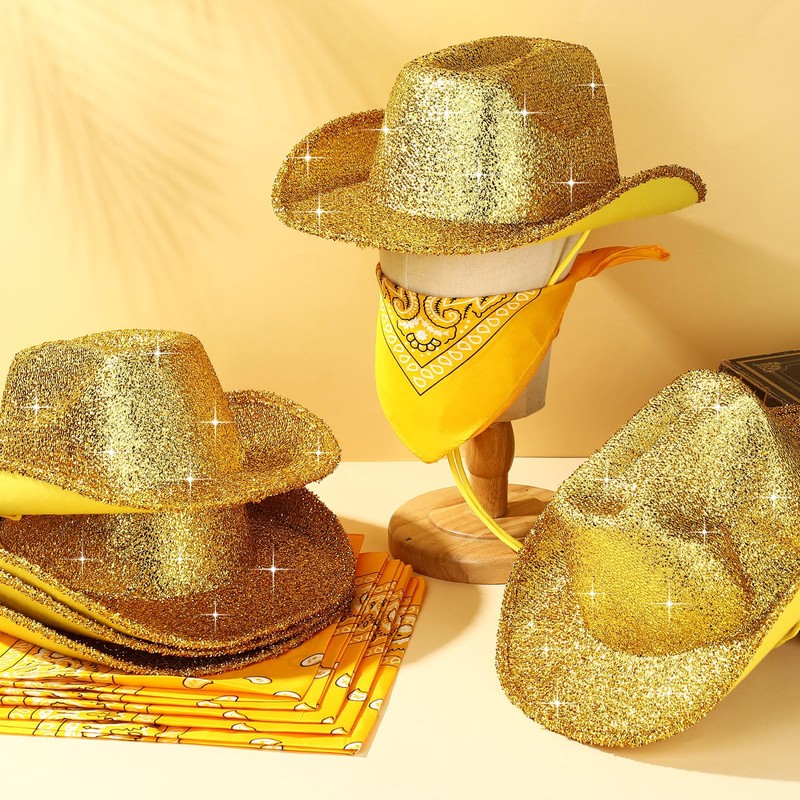 12 Pcs Sparkly Adults Cowboy Hat for Women Men Western