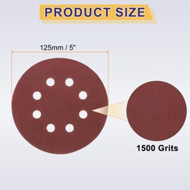 sourcing map 150pcs Hook and Loop Sanding Discs 5" 8-Hole 1500 Grits Aluminum Oxide Abrasive Sandpaper for Random Orbital Sander Woodworking Sand Automotive Paint, Red