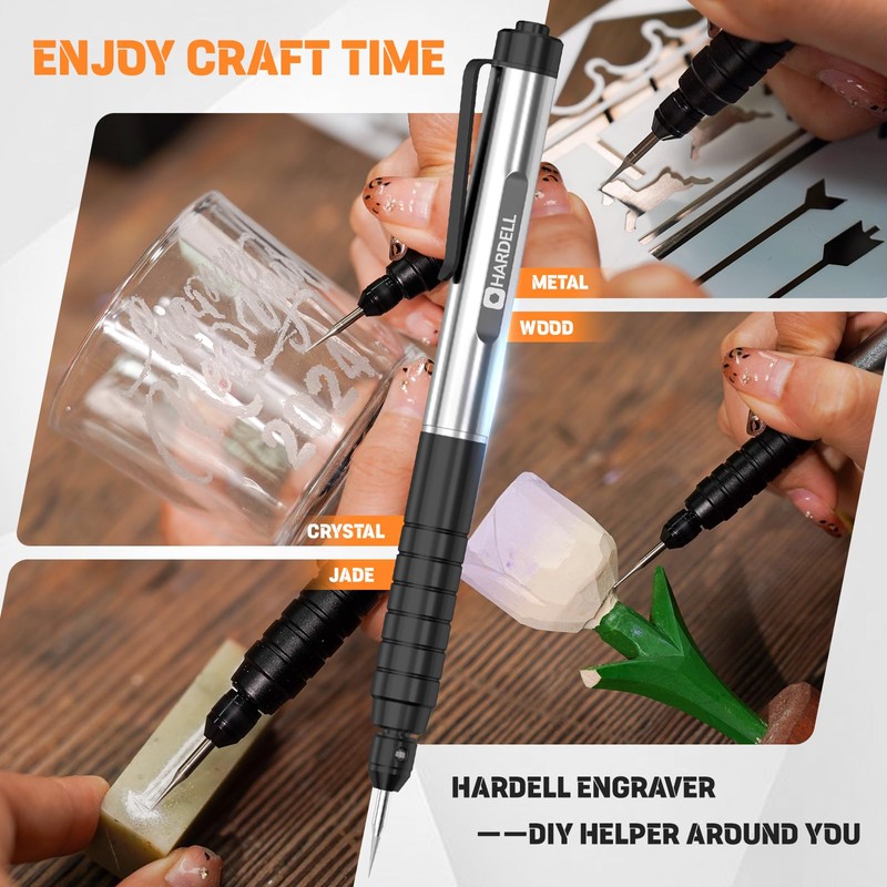 HARDELL Engraving Pen, Cordless Engraving Tool with 37000RPM, USB Rechargeable