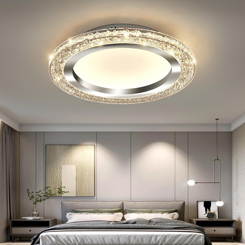 UOFUS 32W LED Flush Mount Ceiling Light Chrome 15.7inch Modern