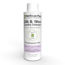 Heritage Park Silk & Wool Fragrance Free, Hypoallergenic, pH-Neutral Laundry Detergent - Dermatologist-tested, Sensitive Skin-Friendly, Enzymes-Free, Ultra Concentrated (4 Fl Oz)
