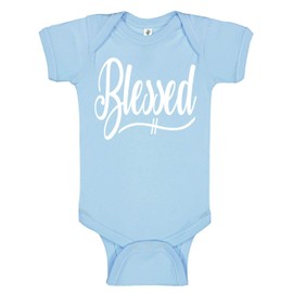 Aiden's Corner Handmade Baptism Christening Blessed Bodysuit - Baby Boy Girl Religious Faith Outfits Clothing (6 Months, Lt Blue)