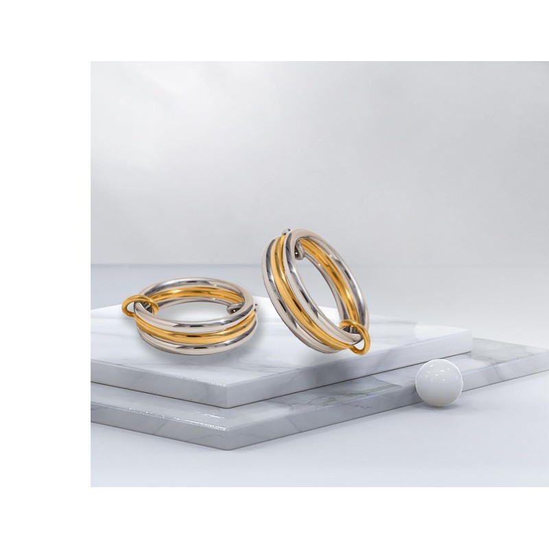 Tivleed Silver Gold Stackable Rings Titanium Steel Ring Gold &