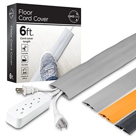 Cordinate, Cubierta para Cable de Piso de 1.8 m (6 pies), Protector de Goma, Perfil Bajo, Protector de Cables, Ocultador de Cables, Organizador de Cables, Gris, 47348