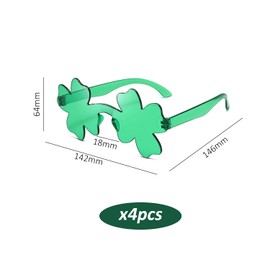 XMNIVATE 4 Pieces of Four-Leaf Clover Glasses, Green Glasses, Four-Leaf Clover Headband Decorations, Party Novelty Accessories, Photo Prop Sunglasses