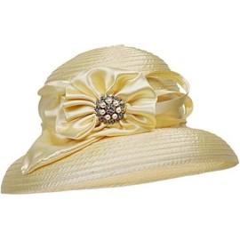 FORBUSITE Women's Church Hats for Women Kentucky Derby Hats 1950s 20s with Rhinestone - Yellow
