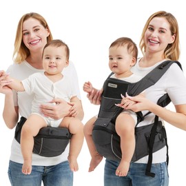 Sageky 2-in-1 Baby Carrier Hip Seat - Front Back Hip Carry - Ergonomic M Seat Posture - Breathable Mesh - Newborn to Toddler 5-45 lbs
